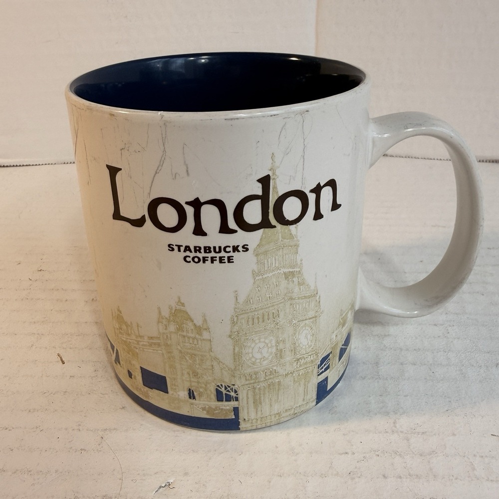 Starbucks London Global Icon Series Collector Mug Blue 16oz 2012 Big Ben Tower